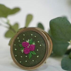 Round Mirror with Floral Embroidery - Design 2