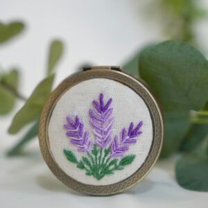 Round Mirror with Floral Embroidery - Design 4