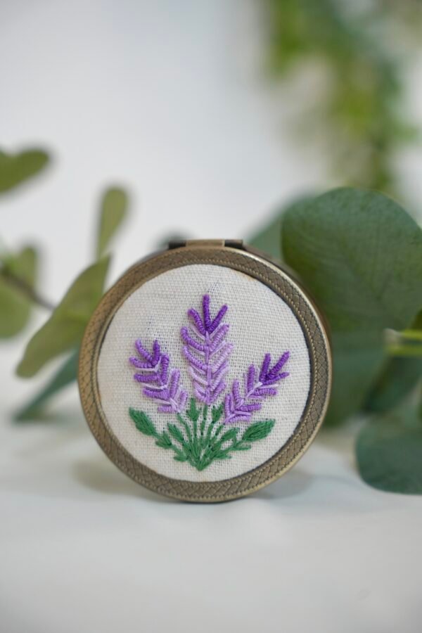 Round Mirror with Floral Embroidery - Design 4