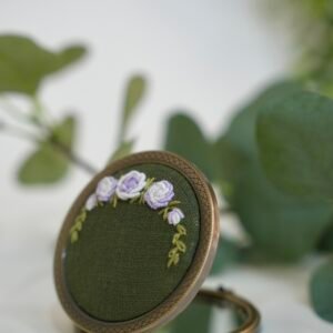 Round Mirror with Floral Embroidery - Design 5