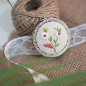 Round Mirror with Floral Embroidery - Design 8