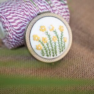 Round Mirror with Floral Embroidery - Design 7