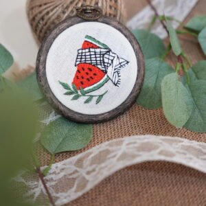 Round Mirror with Floral Embroidery - Design 9