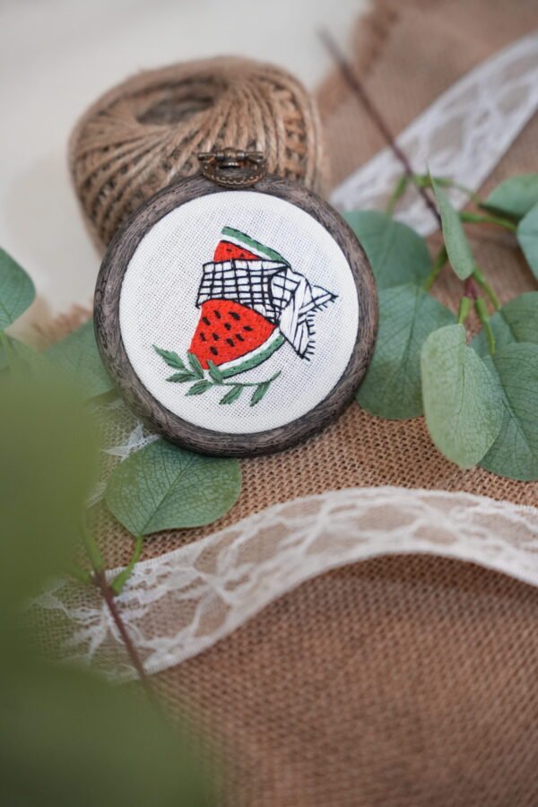 Round Mirror with Floral Embroidery - Design 9