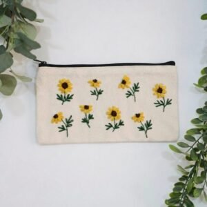 Embroidered Pencil Case - Sun Flower