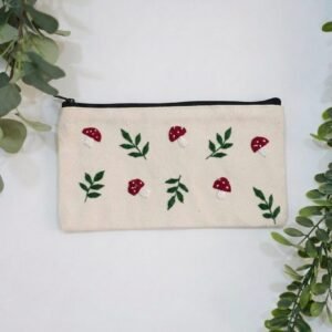 Embroidered Pencil Case - Mushroom