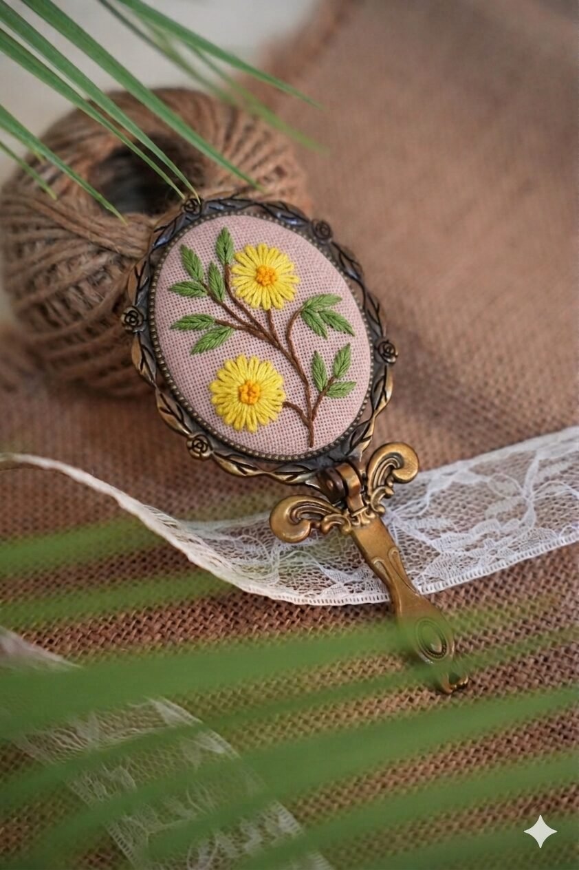 Long Mirror – Floral Embroidery - Design 6