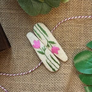 Embroidered Buckle - Pink Flower Style