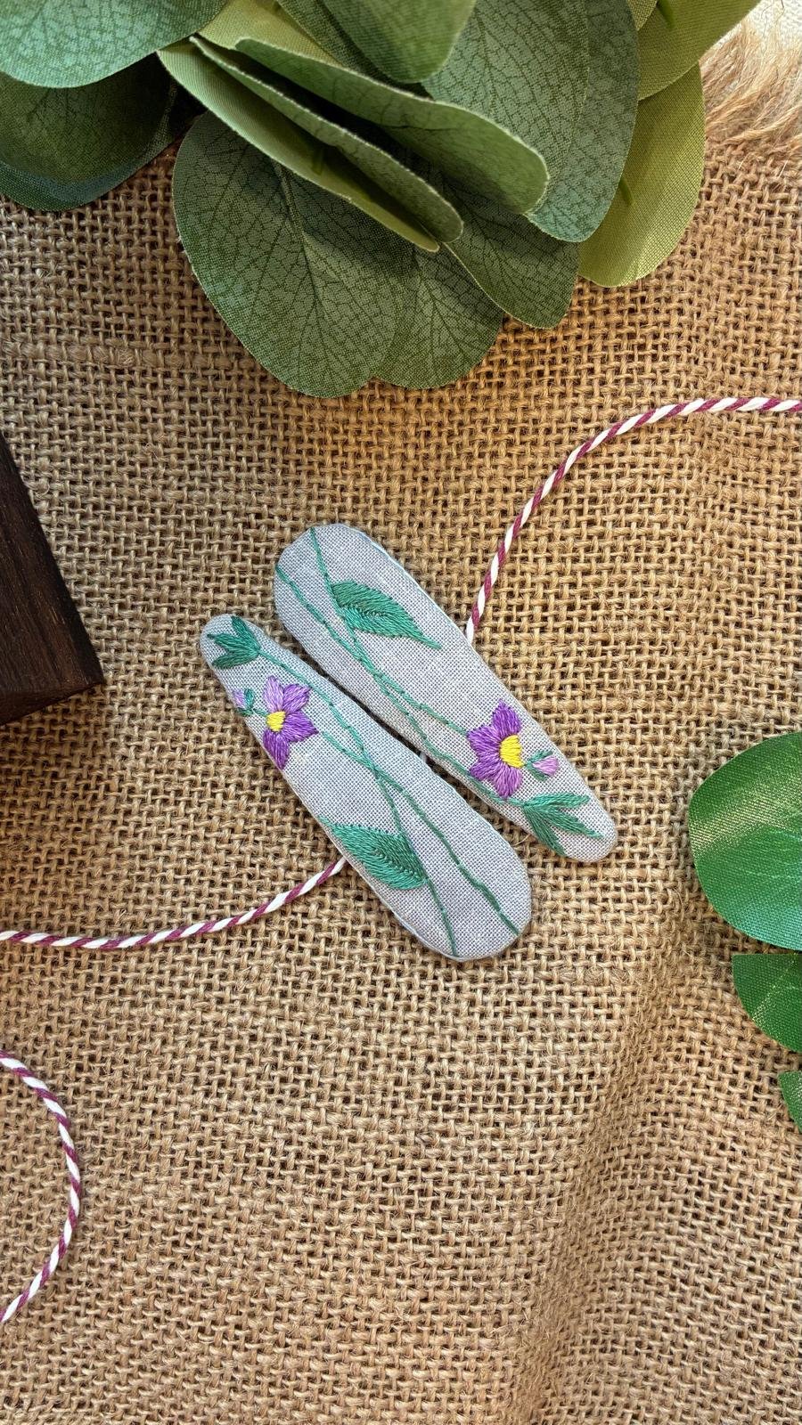 Embroidered Buckle - Purple Flower Style - Image 2