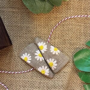 Embroidered Buckle - White Flower Style