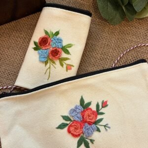 Embroidered Pencil Case - Flowered Design
