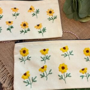 Embroidered Pencil Case - Sun Flower