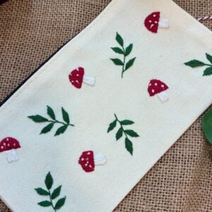 Embroidered Pencil Case - Mushroom