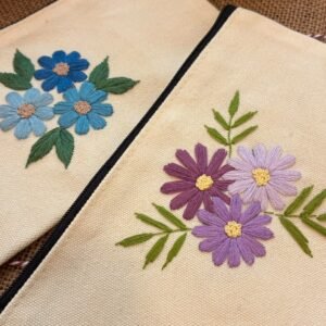 Embroidered Pencil Case - Colored Flower